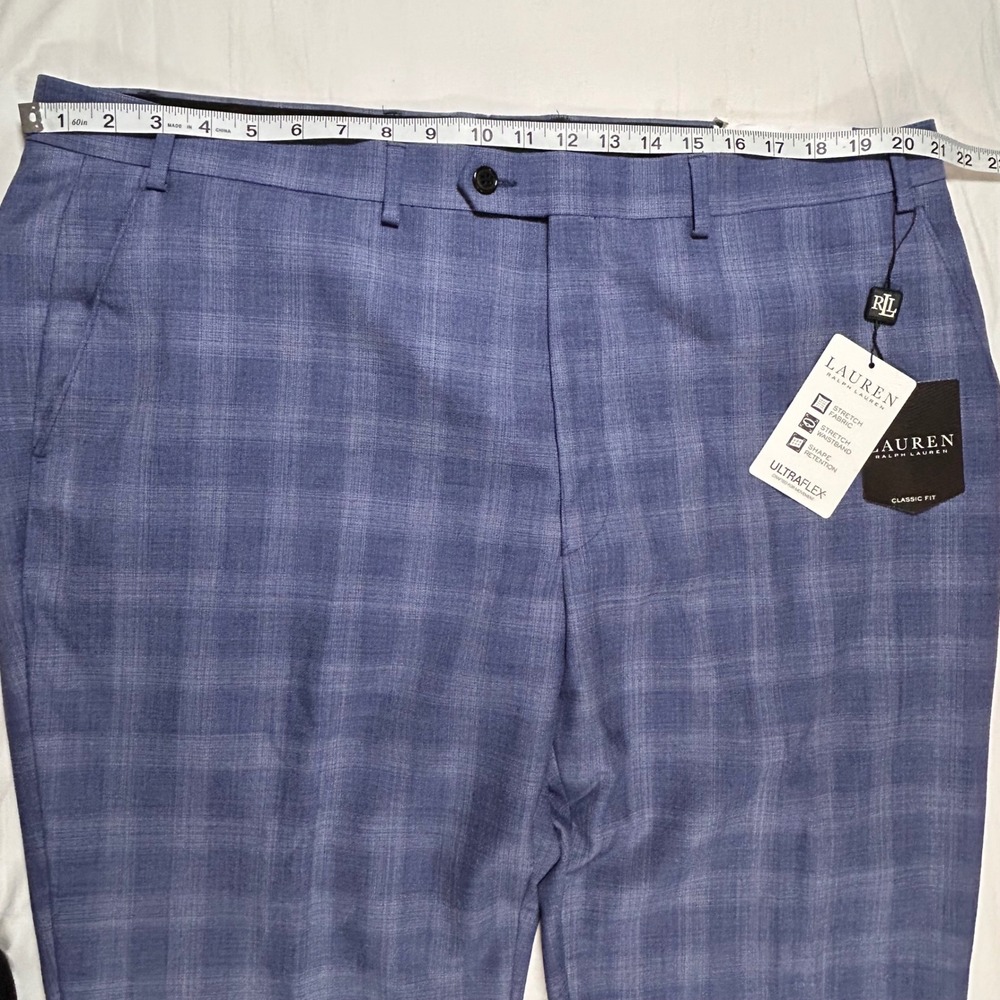 Lauren Ralph Lauren Mens Blue Plaid Edgewood UltraFlex Suit Pants 42W x‎ 32L NEW - Picture 2 of 9